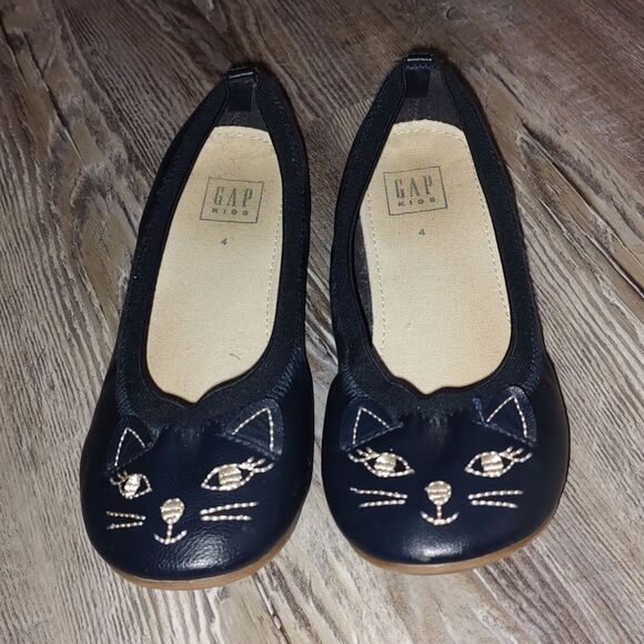 Gap Kids navy blue kitty cat  ballet flats  Sz 4 - Picture 2 of 6